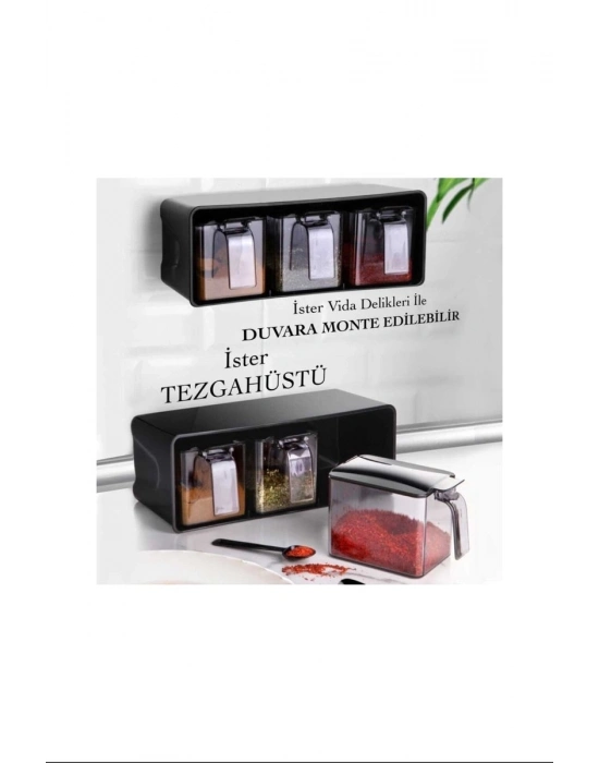 3 Lü Baharatlık Set Duvar Askılı Royaleks-L677