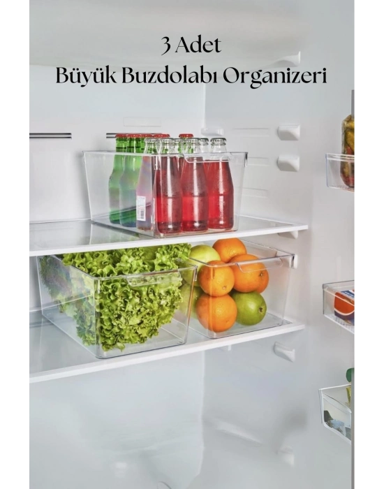 3 Lü Buzdolabı Organizeri & Buzdolabı Düzenleyici 6 lt