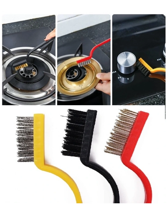 3 Lü Detay Temizlik Fırça Seti  Araba -mutfak Ocak - Fayans Temizlik Fırça (bakır- Demir- Plastik)
