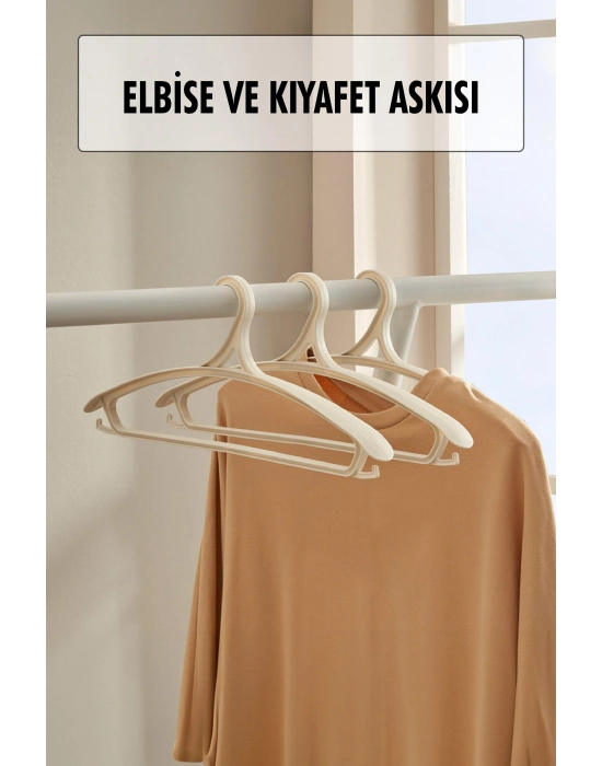 3 Lü Geniş Kıyafet Ve Elbise Askısı Beyaz 43 Cm ASKI