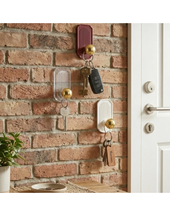 3lü Gold Top Uçlu Yapışkanlı Plastik Askı