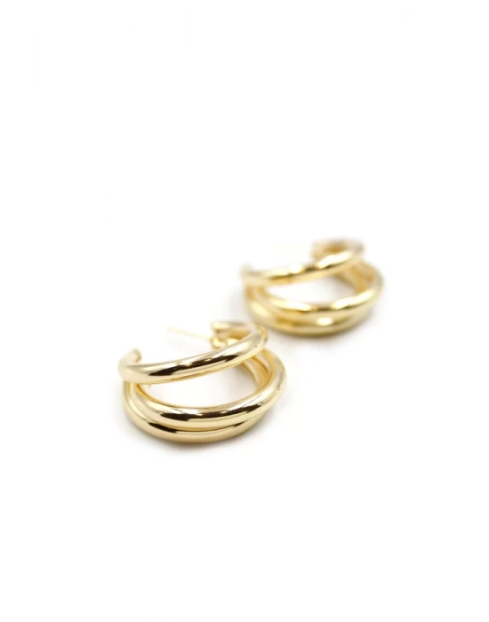 3lü Halka Küpe -Büyük Boy - Altın