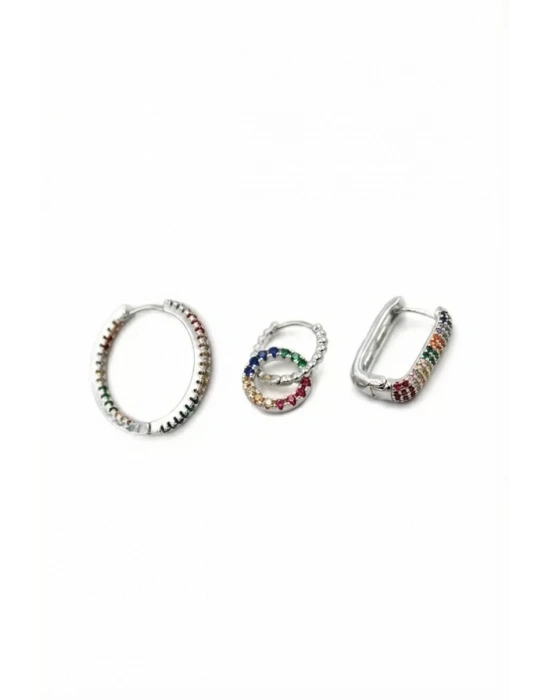 3lü Halka Küpe - Gümüş