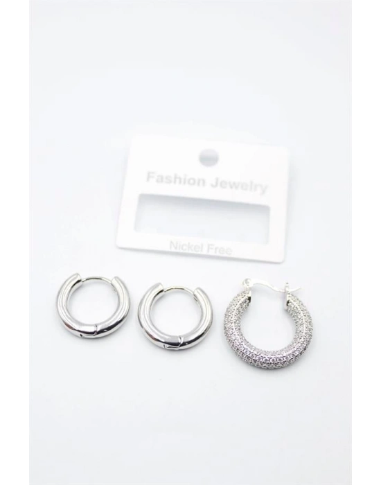 3lü Halka Küpe - Gümüş