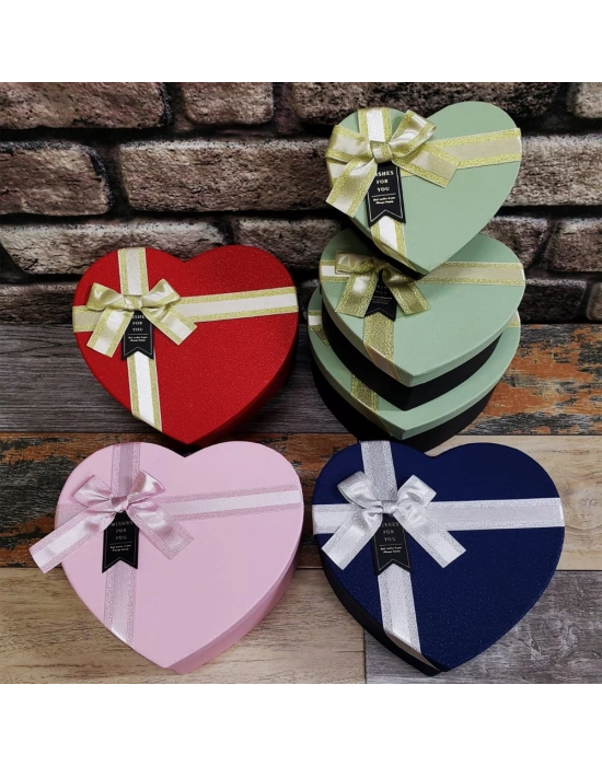3lü Hediyelik Kalp Kutu Seti