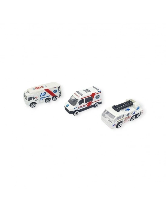 3lü İş Makinaları Road Seti - Die Cast - DS044 - Ambulans