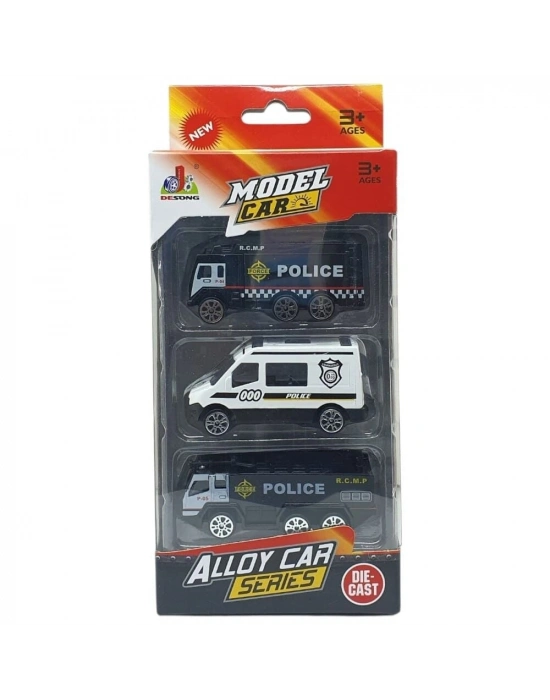 3lü İş Makinaları Road Seti - Die Cast - DS044 - Polis