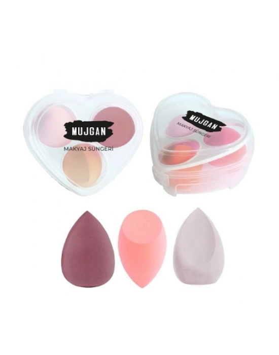 3lü Makyaj Süngeri Seti Kalpli Kutu