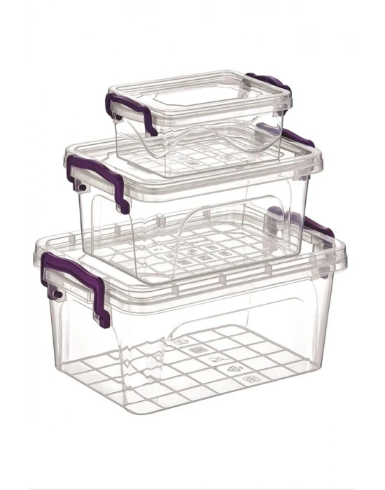 3lü Mini Dikdörtgen Saklama Kabı Royaleks-ÇNK2075