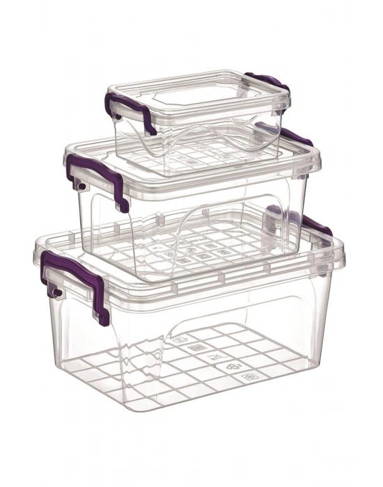 3lü Mini Dikdörtgen Saklama Kabı Royaleks-ÇNK2075