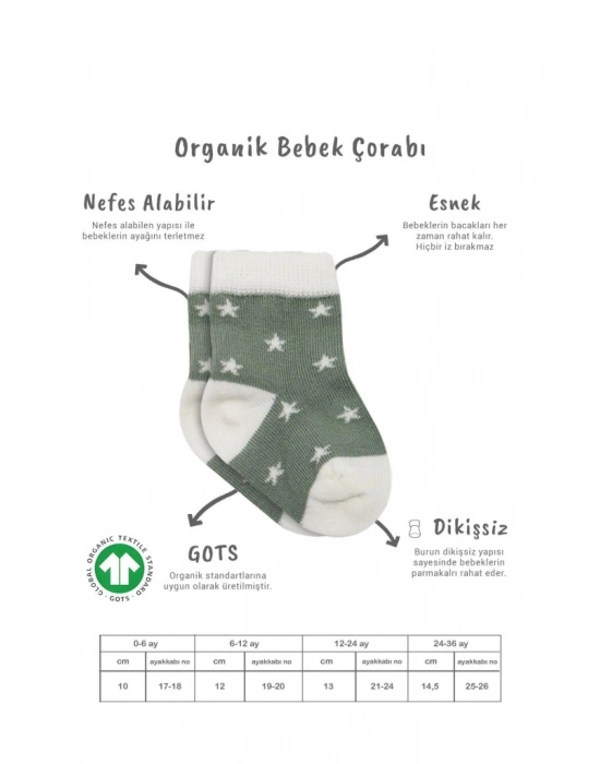 3Lü Penye Cute Stars Soket Çorap BS10115 Nil