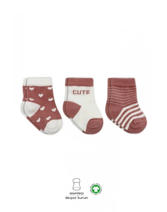 ®   3Lü Penye Cute Stars Soket Çorap BS10115 Pudra