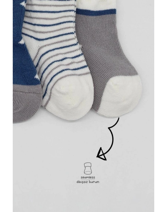 3Lü Penye Erkek Soket Çorap 10111 İndigo