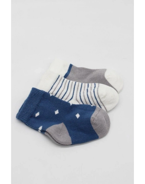 3Lü Penye Erkek Soket Çorap 10111 İndigo