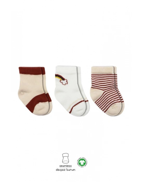 ®   3Lü Penye Rainbow Soket Çorap BS10113 Kiremit