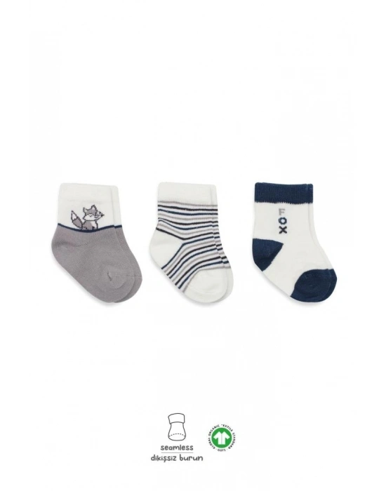 3Lü Penye Soket Çorap 10109 Gri