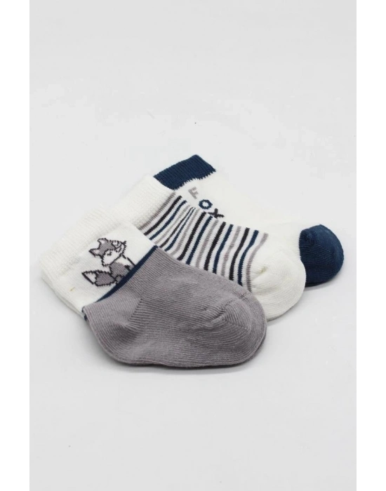 3Lü Penye Soket Çorap 10109 Gri