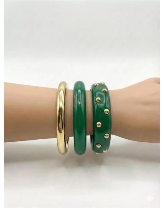 3Lü Set Bilezik - Yeşil