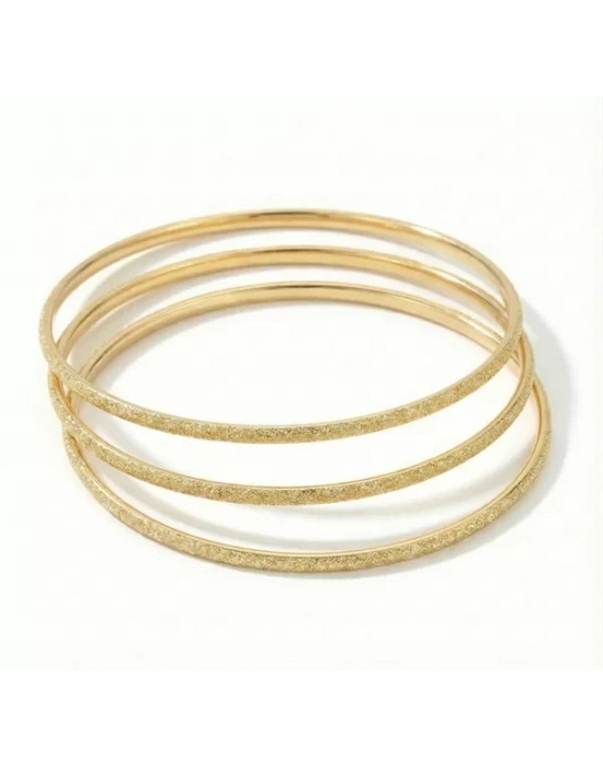 3lü Simli Ajda Bilezik-65mm - Altın