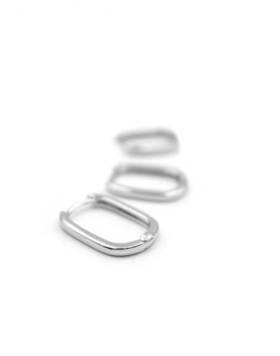 3lü Taşsız Oval Halka Küpe - Gümüş