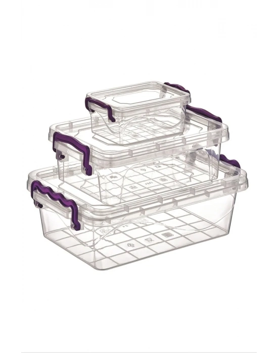 3lü Viyola Mini Dikdörtgen Saklama Kabı Royaleks-ÇNK2076