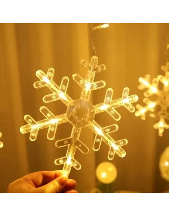 3 Metre Saçaklı Kar Tanesi Perde LED