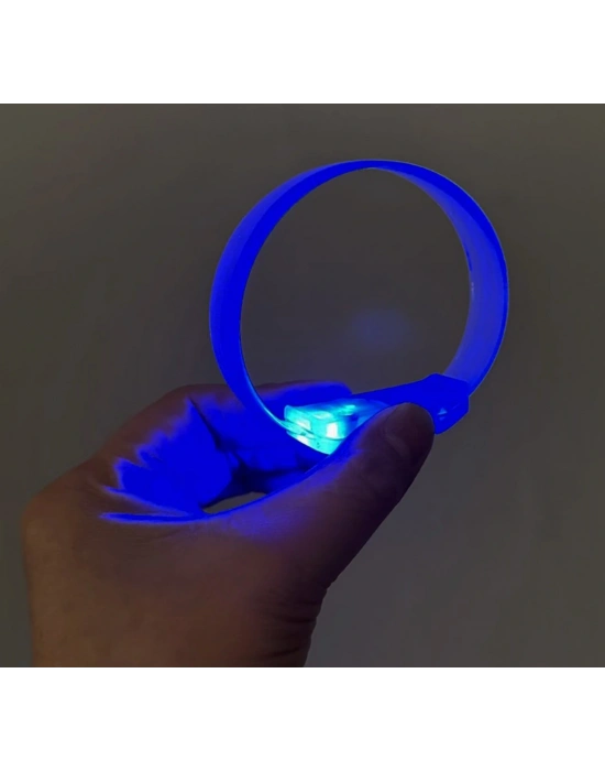 3 Modlu Pilli Led Işıklı Esnek Parti Bilekliği Mavi