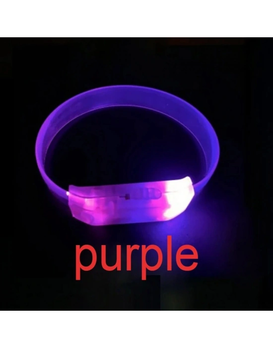 3 Modlu Pilli LED Işıklı Esnek Parti Bilekliği Mor