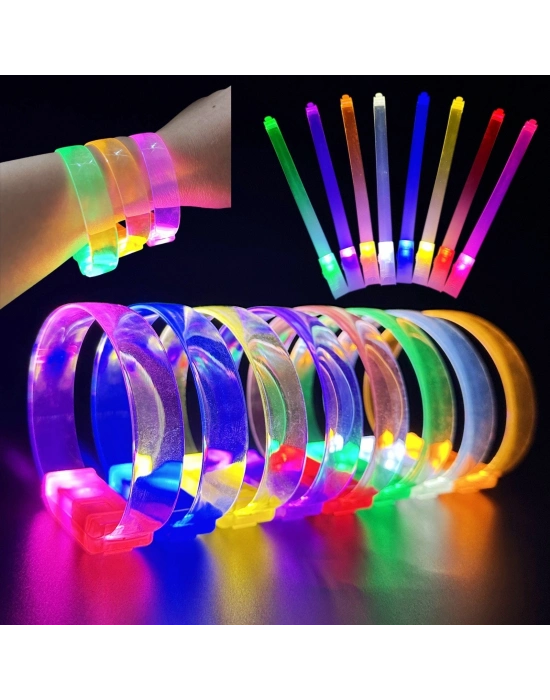 3 Modlu Pilli LED Işıklı Esnek Parti Bilekliği Pembe