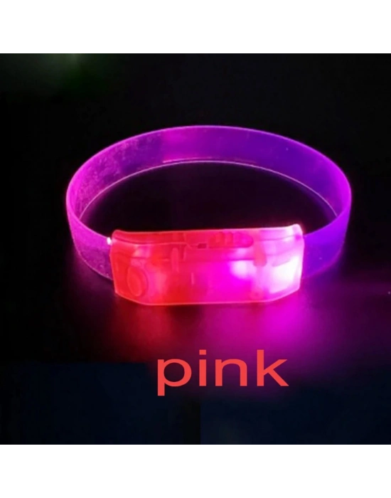 3 Modlu Pilli LED Işıklı Esnek Parti Bilekliği Pembe
