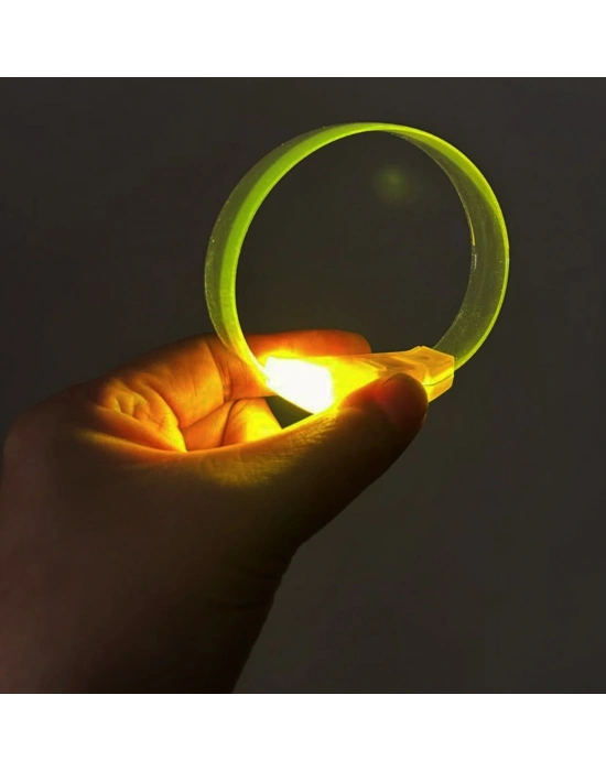 3 Modlu Pilli Led Işıklı Esnek Parti Bilekliği Sarı