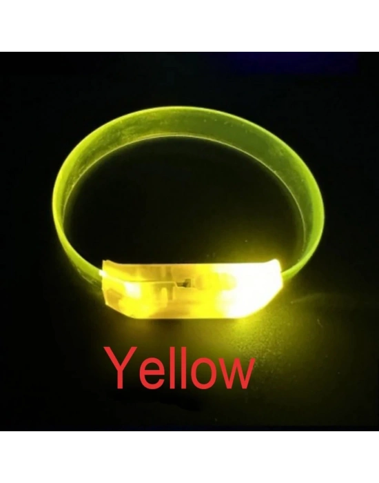 3 Modlu Pilli Led Işıklı Esnek Parti Bilekliği Sarı