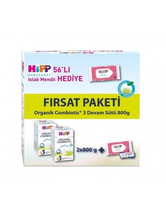 3 Organik Combiotic Bebek Sütü 800 Gr X2 Islak Mendil Hediyeli