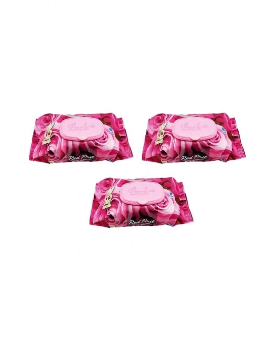 3 Paket Red Rose Islak Havlu Mendil 90 Adet Kapaklı Gül Kokulu