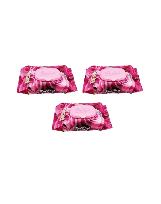 3 Paket Red Rose Islak Havlu Mendil 90 Adet Kapaklı Gül Kokulu