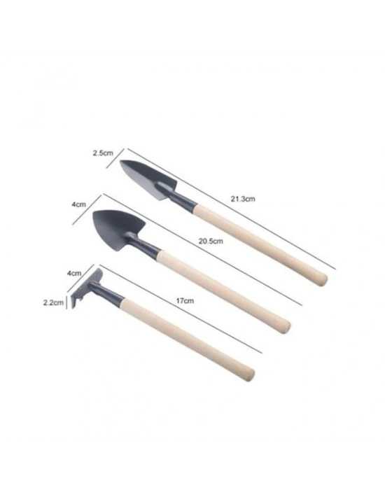 3 Parça Mini Bitki Hobi Seti - Bahçe Saksı Sukulent  Bakım Çapa-tırmık-kürek