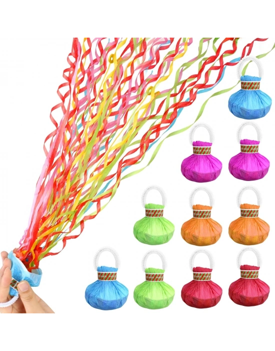 30 Şeritli Renkli Elle Atılan Konfeti – 5 Metre Uzayan Şerit Konfeti 1 Adet