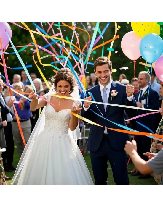 30 Şeritli Renkli Elle Atılan Konfeti – 5 Metre Uzayan Şerit Konfeti 1 Adet