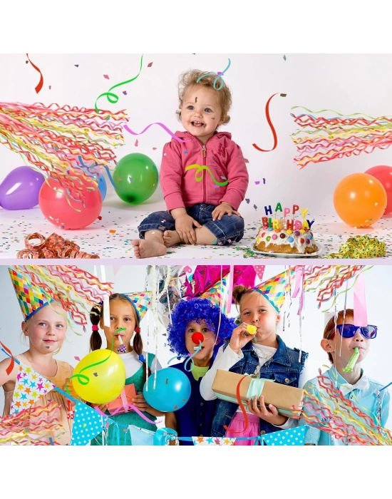 30 Şeritli Renkli Elle Atılan Konfeti – 5 Metre Uzayan Şerit Konfeti 1 Adet