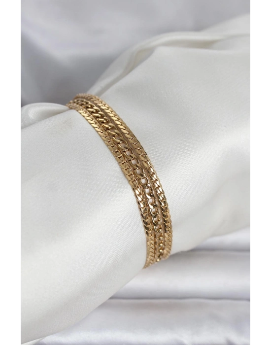 316L Çelik Gold Renk 3lü Kadın Bileklik