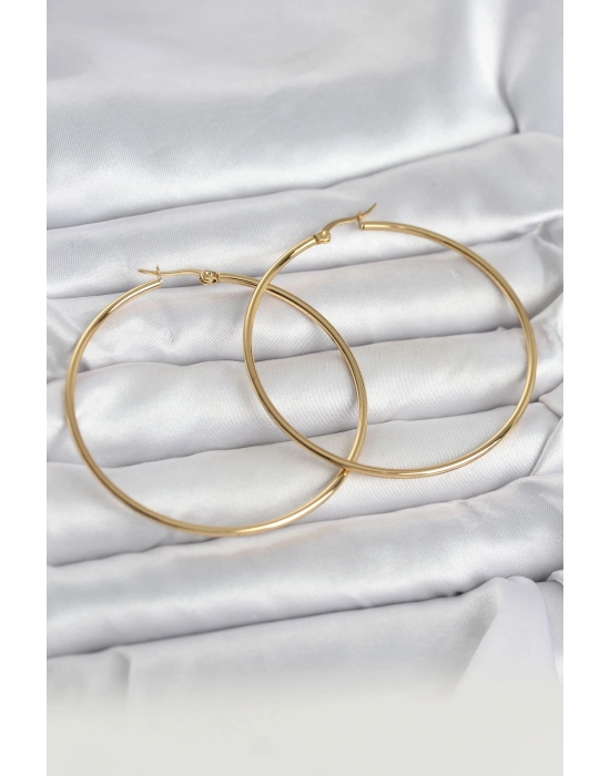® 316L Çelik Gold Renk 60 mm Halka Kadın Küpe