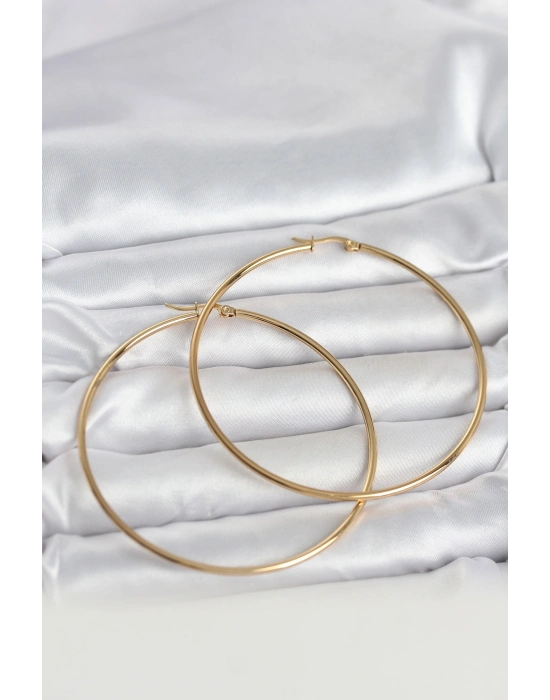 ® 316L Çelik Gold Renk 70 mm Kadın Halka Küpe