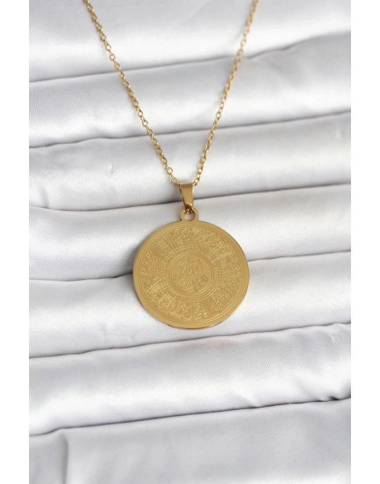 316L Çelik Gold Renk Ayetel Kürsi Yazılı Kolye