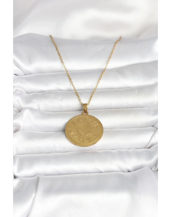 316L Çelik Gold Renk Ayetel Kürsi Yazılı Kolye