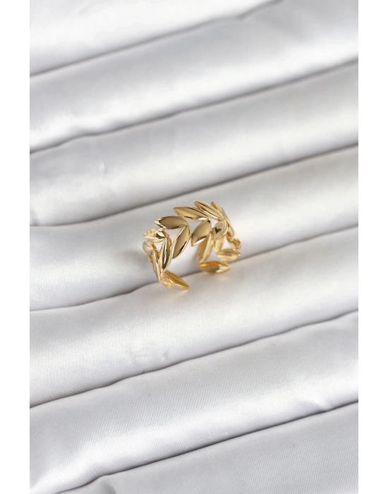 316L Çelik Gold Renk Başak Figür Kadın Yüzük