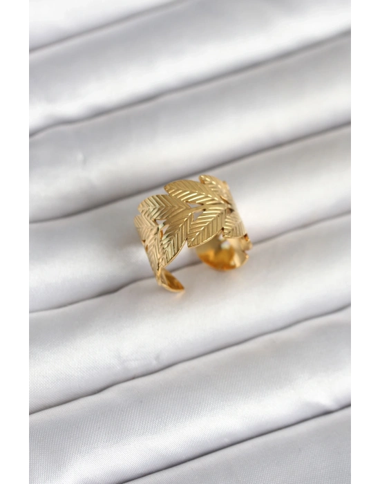 316L Çelik Gold Renk Başak Modeli Kadın Yüzük