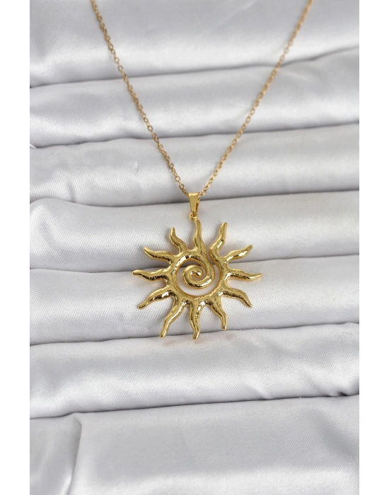 316L Çelik Gold Renk Bohem Güneş Model Kadın Kolye