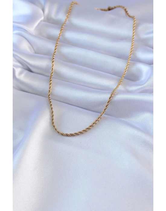 316L Çelik Gold Renk Burgu Model 45 cm Kadın Kolye