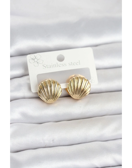 316L Çelik Gold Renk Deniz Kabuğu Model Kadın Küpe