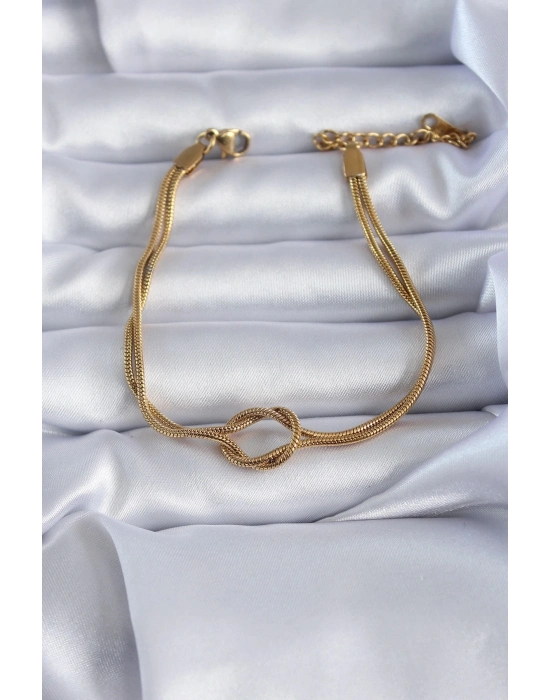 316L Çelik Gold Renk Düğüm Model Kadın Bileklik